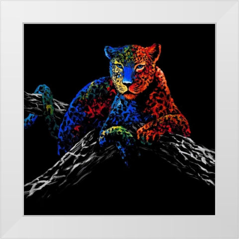 The Cheetah White Modern Wood Framed Art Print by Summer, Clara