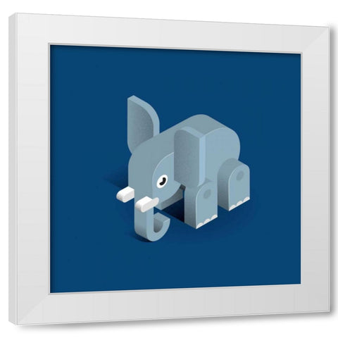 Elephant White Modern Wood Framed Art Print by Jensen, Bo Virkelyst
