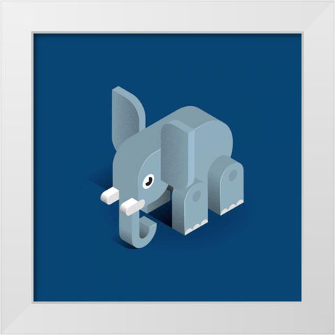 Elephant White Modern Wood Framed Art Print by Jensen, Bo Virkelyst