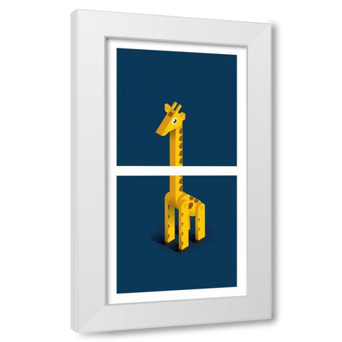 Giraffe White Modern Wood Framed Art Print by Jensen, Bo Virkelyst