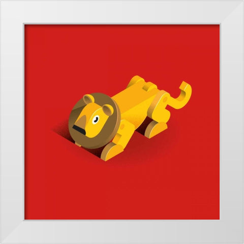 Lion White Modern Wood Framed Art Print by Jensen, Bo Virkelyst