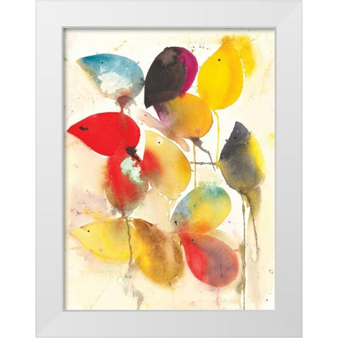 Leaves Falling I White Modern Wood Framed Art Print by Johannesson, Karin