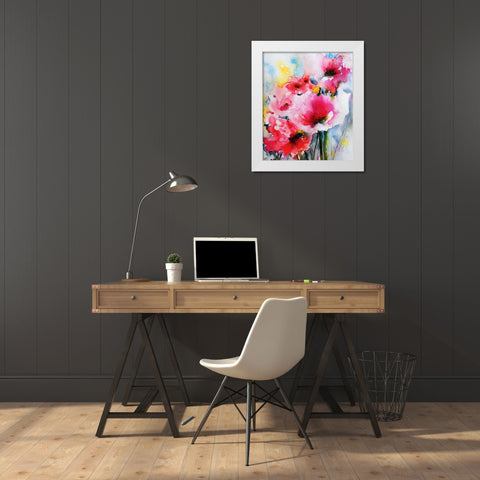 Summer Poppies II White Modern Wood Framed Art Print by Johannesson, Karin