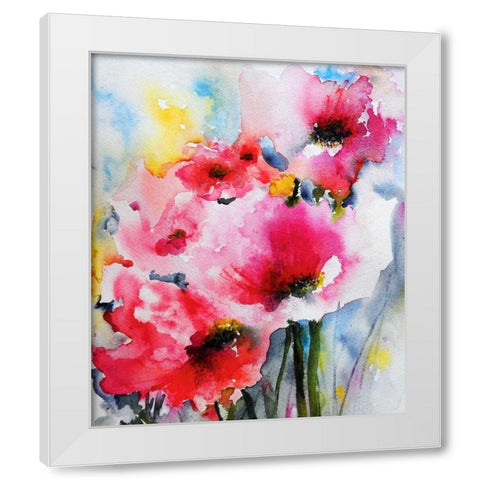 Summer Poppies II White Modern Wood Framed Art Print by Johannesson, Karin