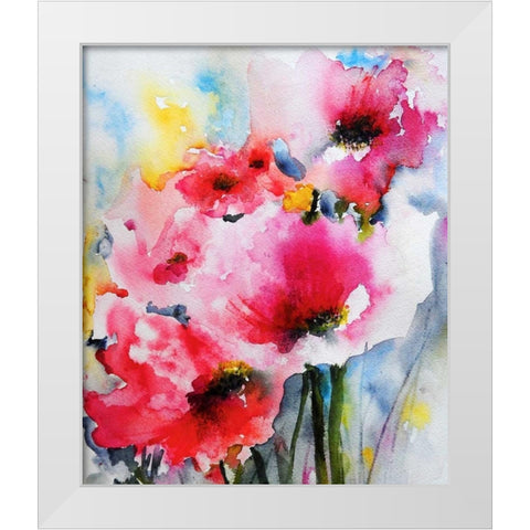 Summer Poppies II White Modern Wood Framed Art Print by Johannesson, Karin