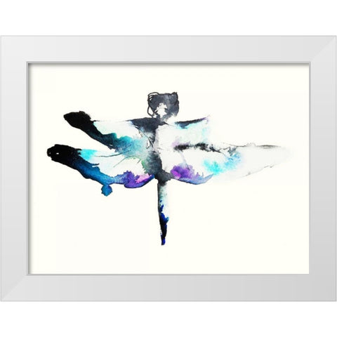 Turquoise and Violet Dragonfly White Modern Wood Framed Art Print by Johannesson, Karin