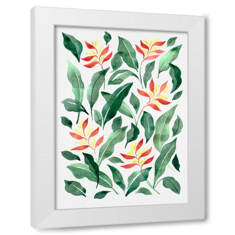 Parakeet Flower White Modern Wood Framed Art Print by Juncos, Cami