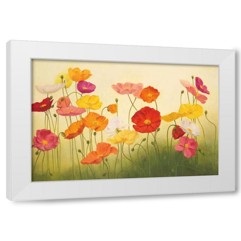 Sunlit Poppies White Modern Wood Framed Art Print by Kroner, Janelle