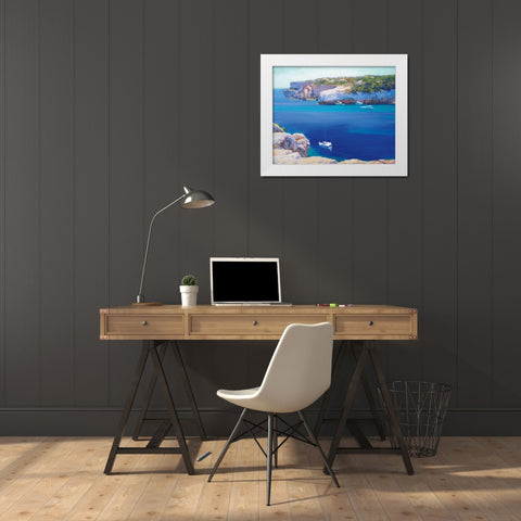 Cala Llombards White Modern Wood Framed Art Print by Krioutchkov, Alex Hook