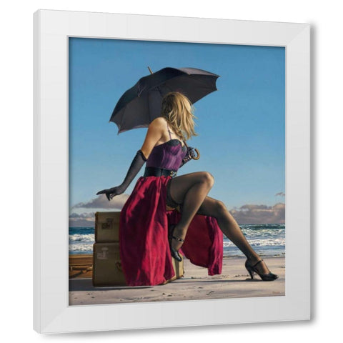 On Crescent Beach White Modern Wood Framed Art Print by Kelley, Paul
