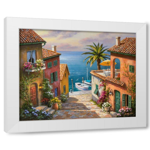 The Villaâ€™s Private Dock White Modern Wood Framed Art Print by Kim, Sung