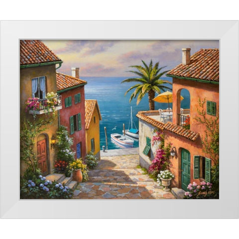 The Villaâ€™s Private Dock White Modern Wood Framed Art Print by Kim, Sung