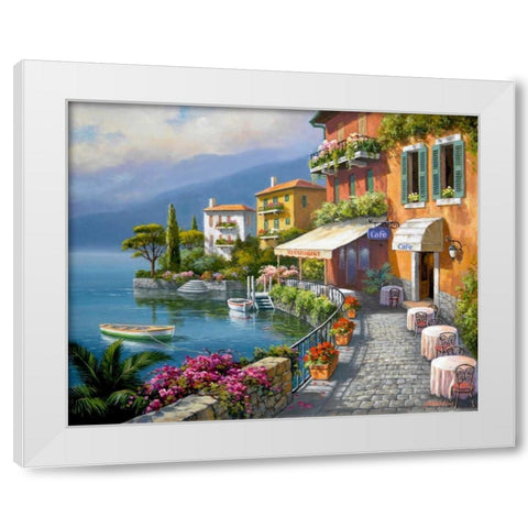 Seaside Bistro Cafe White Modern Wood Framed Art Print by Kim, Sung