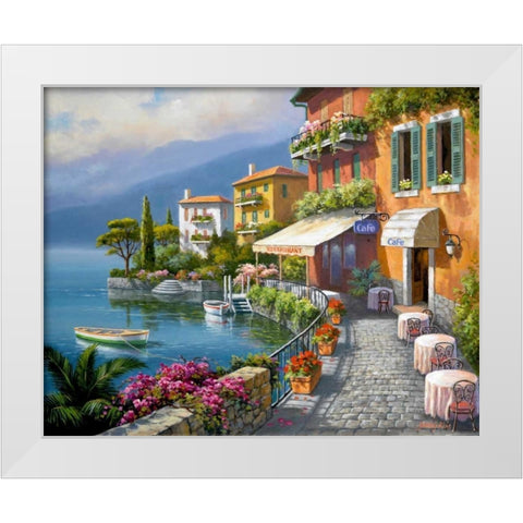 Seaside Bistro Cafe White Modern Wood Framed Art Print by Kim, Sung