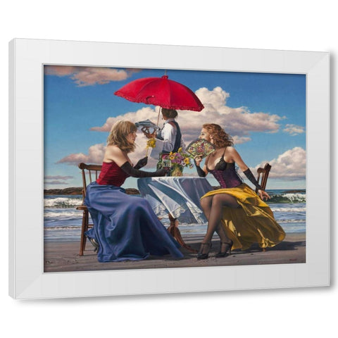 Cafe Oceanus White Modern Wood Framed Art Print by Kelley, Paul