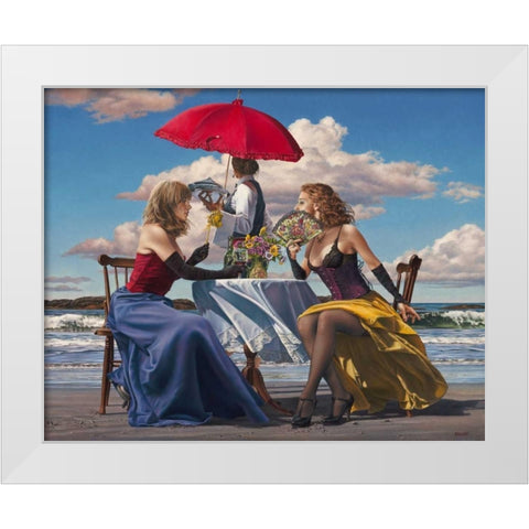 Cafe Oceanus White Modern Wood Framed Art Print by Kelley, Paul