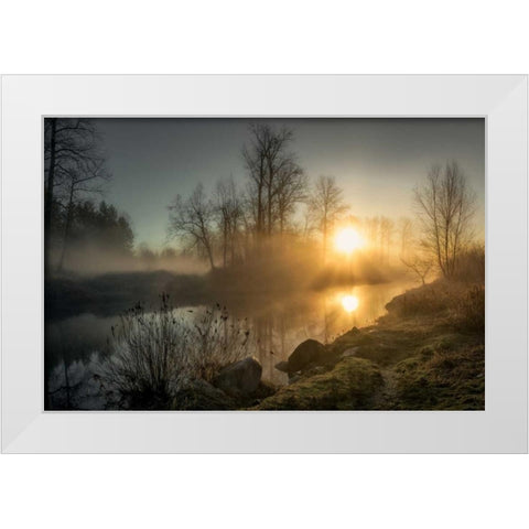 New Day Pitt Meadow White Modern Wood Framed Art Print by Kostka, Vladimir
