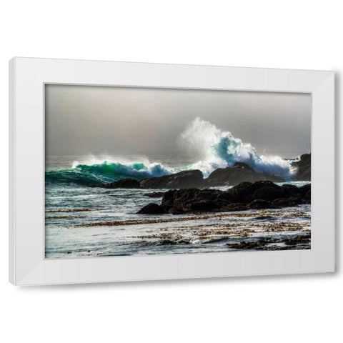 The Wave, Long Beach White Modern Wood Framed Art Print by Kostka, Vladimir