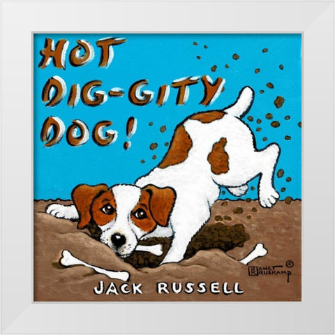Hot Dig-Gity Dog! White Modern Wood Framed Art Print by Kruskamp, Janet