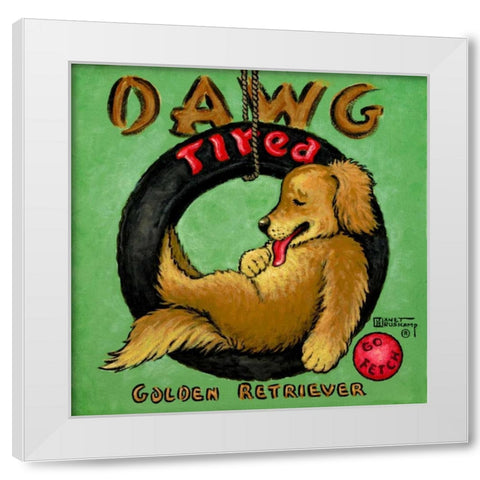 Dawg Tired White Modern Wood Framed Art Print by Kruskamp, Janet