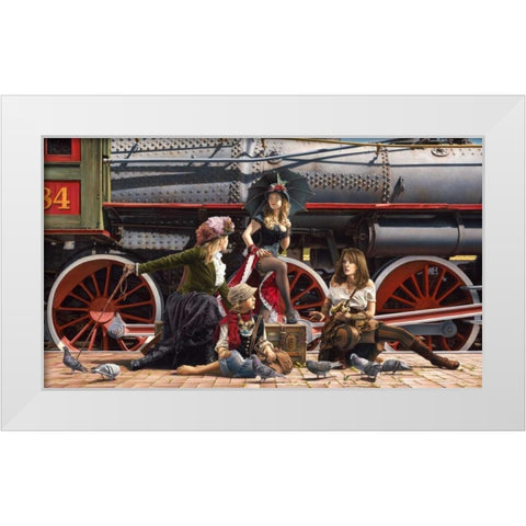 Last Train for the Coast White Modern Wood Framed Art Print by Kelley, Paul