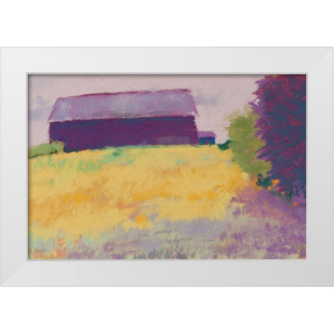 Wheat Field White Modern Wood Framed Art Print by Kelly, Mike