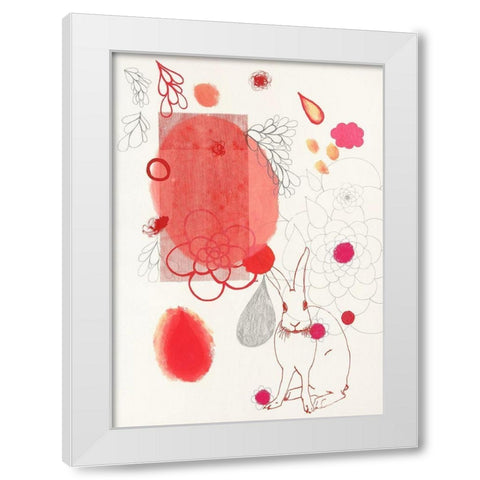 Funny Bunny Makes An Appearance White Modern Wood Framed Art Print by Kleinpeter, Maggie