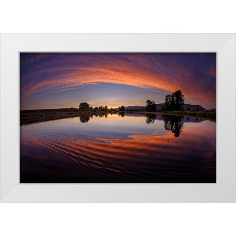 Canoe Sunset White Modern Wood Framed Art Print by Kostka, Vladimir