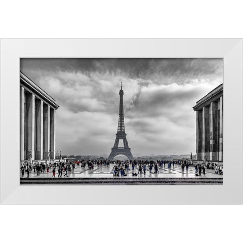 Eiffel White Modern Wood Framed Art Print by Kostka, Vladimir