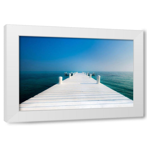 The  Pier White Modern Wood Framed Art Print by Kostka, Vladimir