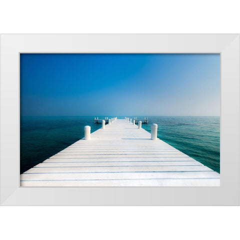 The  Pier White Modern Wood Framed Art Print by Kostka, Vladimir
