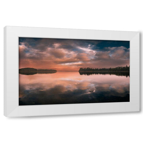 Western Sunset White Modern Wood Framed Art Print by Kostka, Vladimir