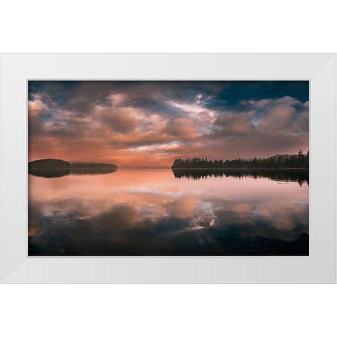 Western Sunset White Modern Wood Framed Art Print by Kostka, Vladimir