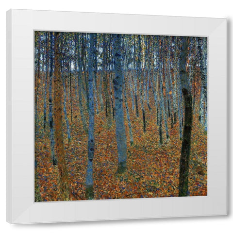 Beech Grove I White Modern Wood Framed Art Print by Klimt, Gustav
