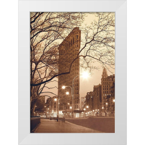 Flatiron, NYC White Modern Wood Framed Art Print by Klug, Alan