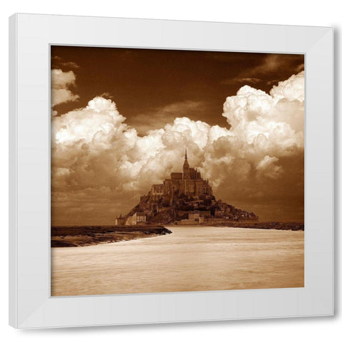 Mont San Michel White Modern Wood Framed Art Print by Klug, Alan