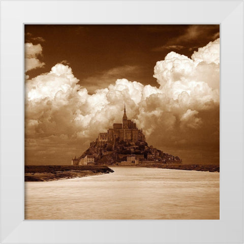 Mont San Michel White Modern Wood Framed Art Print by Klug, Alan