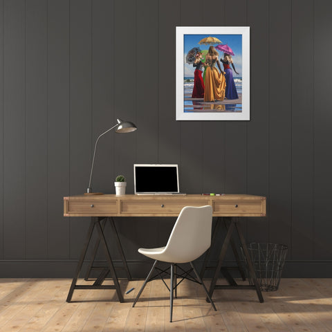 Parasols White Modern Wood Framed Art Print by Kelley, Paul