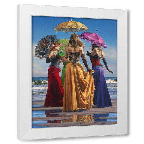 Parasols White Modern Wood Framed Art Print by Kelley, Paul