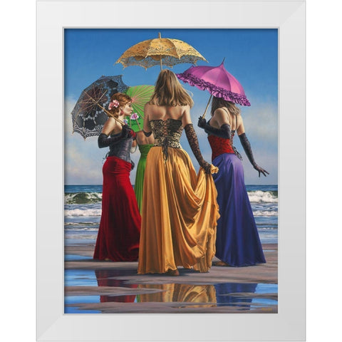 Parasols White Modern Wood Framed Art Print by Kelley, Paul
