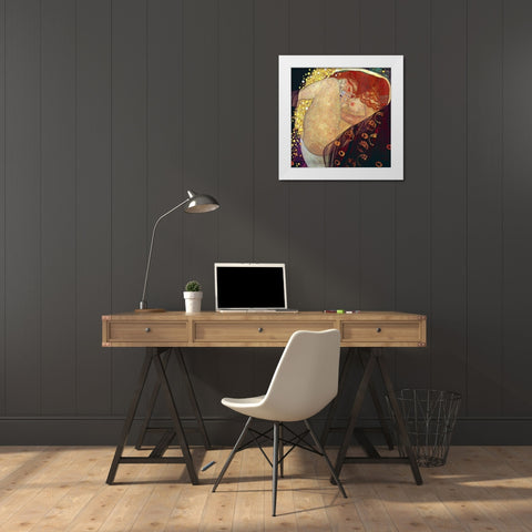 Danae, 1907-1908 White Modern Wood Framed Art Print by Klimt, Gustav