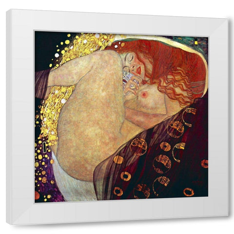 Danae, 1907-1908 White Modern Wood Framed Art Print by Klimt, Gustav