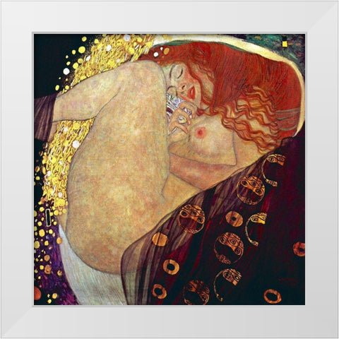 Danae, 1907-1908 White Modern Wood Framed Art Print by Klimt, Gustav