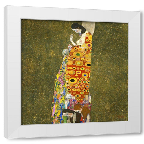 Hope II, 1907-1908 White Modern Wood Framed Art Print by Klimt, Gustav
