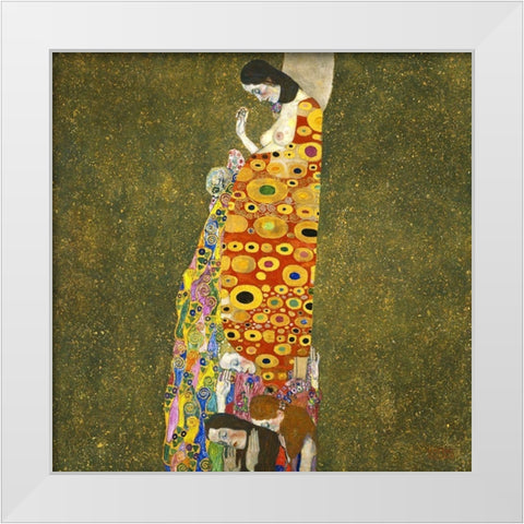 Hope II, 1907-1908 White Modern Wood Framed Art Print by Klimt, Gustav