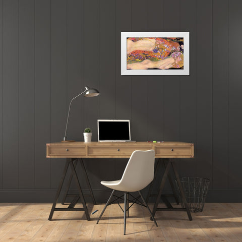 Water Serpents II White Modern Wood Framed Art Print by Klimt, Gustav