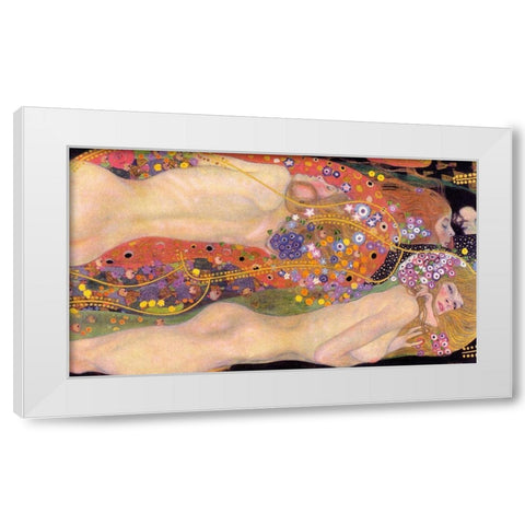Water Serpents II White Modern Wood Framed Art Print by Klimt, Gustav