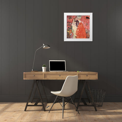 The Girlfriends White Modern Wood Framed Art Print by Klimt, Gustav