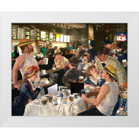 Luncheon of the Cappuccino Party White Modern Wood Framed Art Print by Kite, Barry