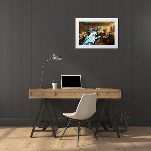 Nobody Move! White Modern Wood Framed Art Print by Kite, Barry